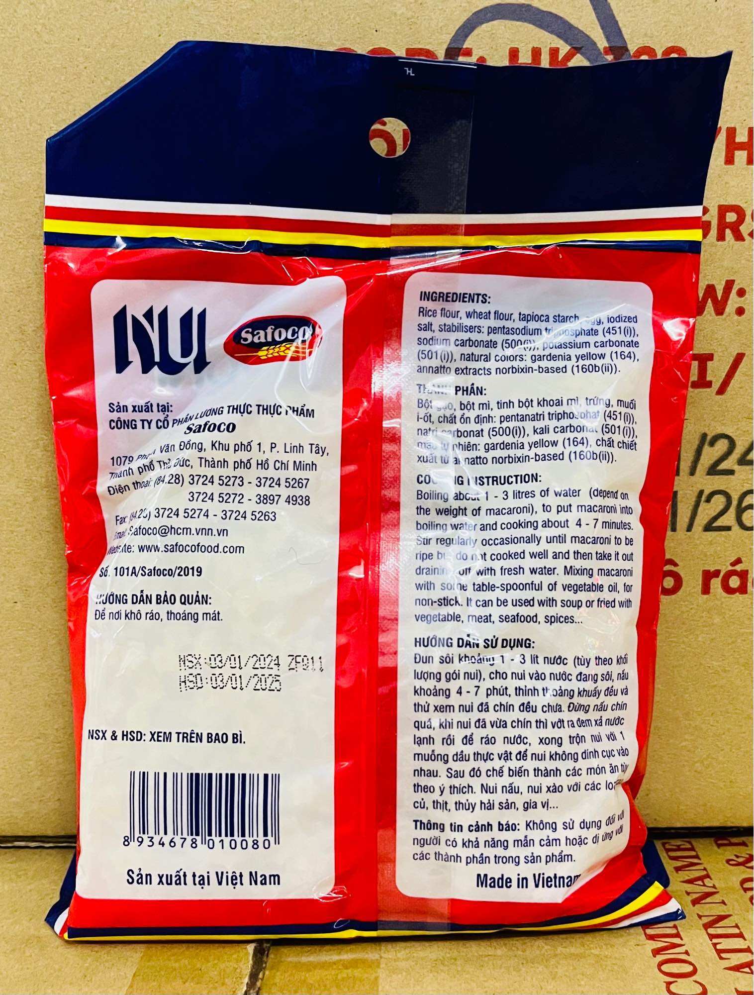 Nui ống/Nui sao/Nui chữ c Safoco gói (200g)