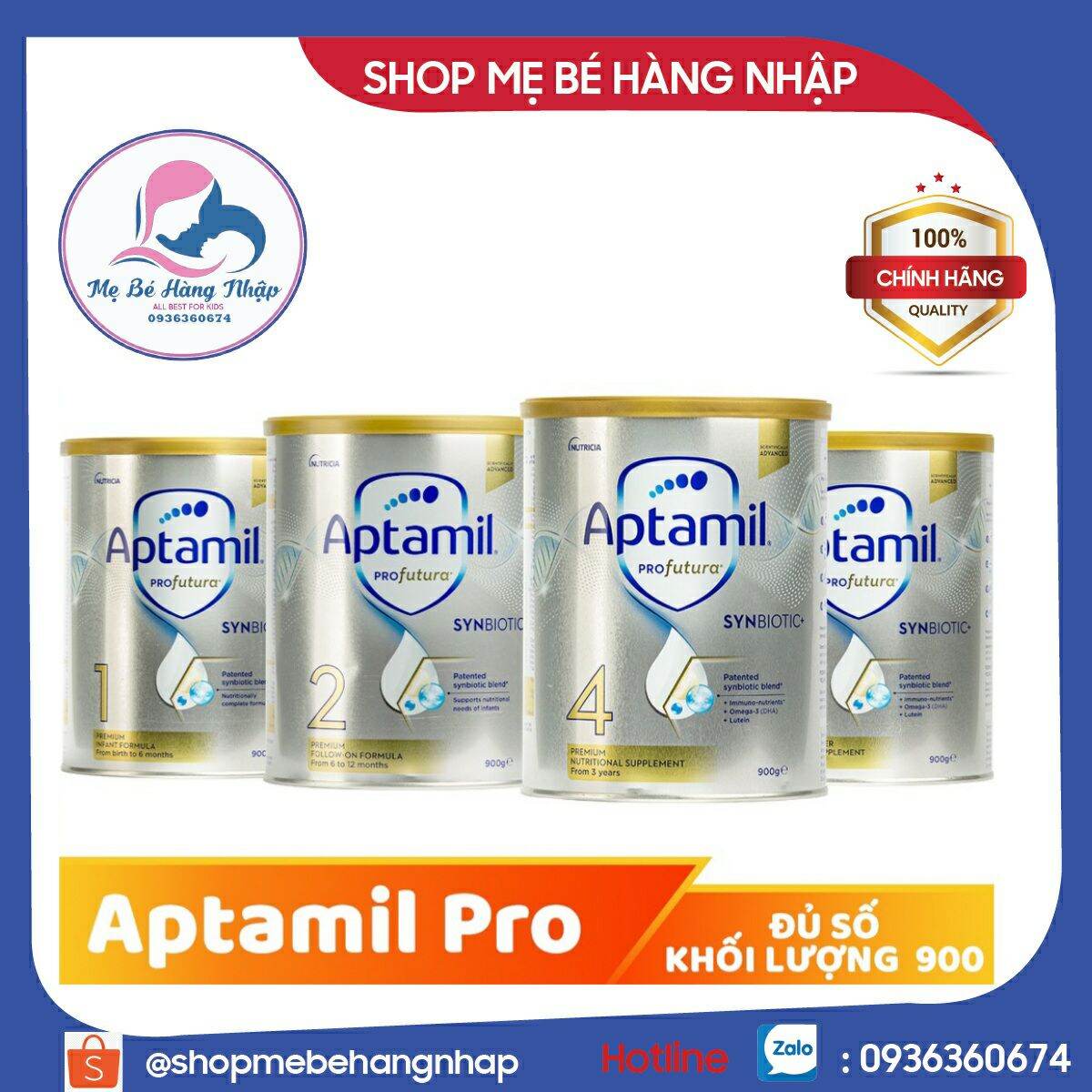 Sữa Aptamil Profutura Úc 900g số 1 2 3 4