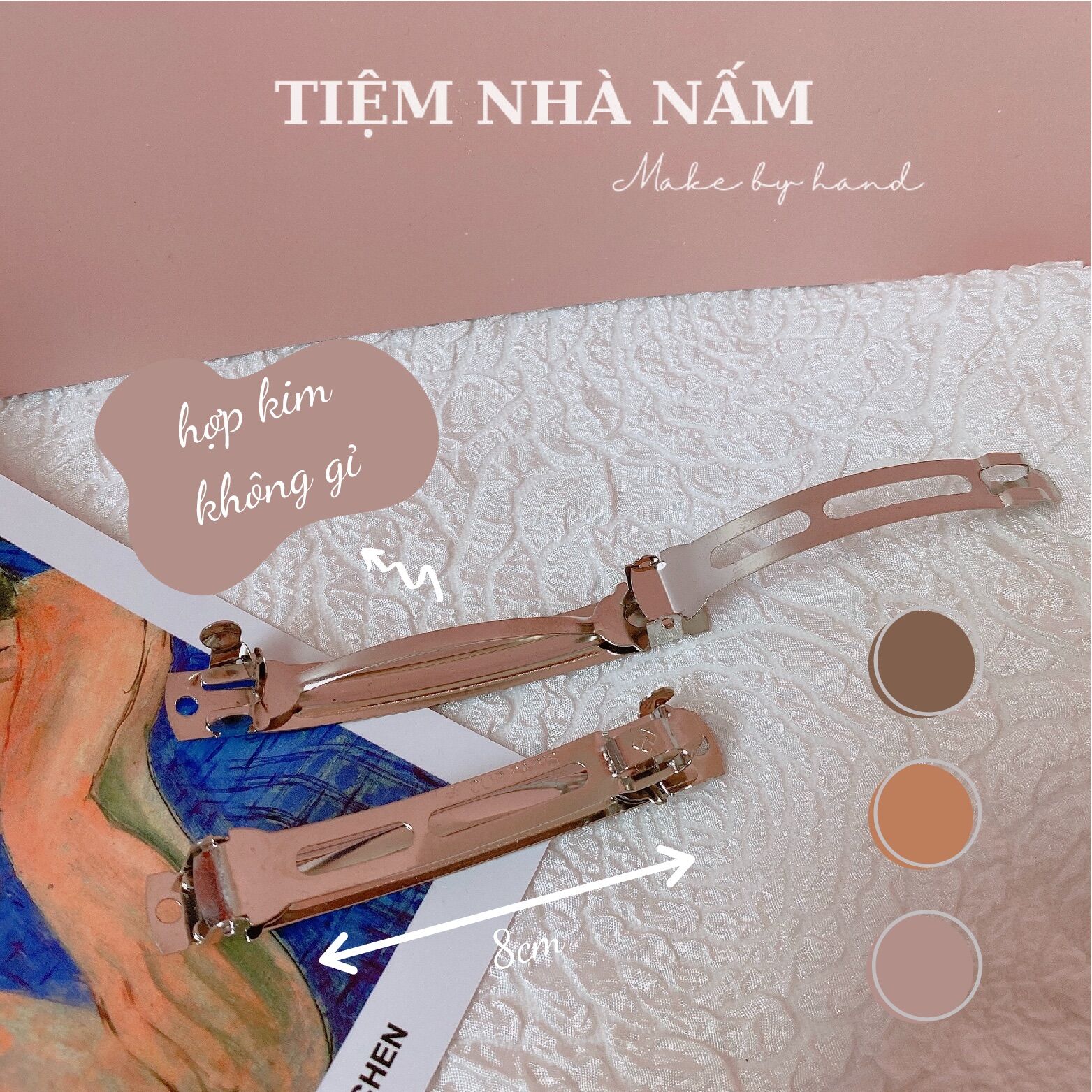 🎀 KẸP TÓC NƠ TO SATIN PHỐI VOAN HÀN QUỐC - [ Nhà Nấm handmade]