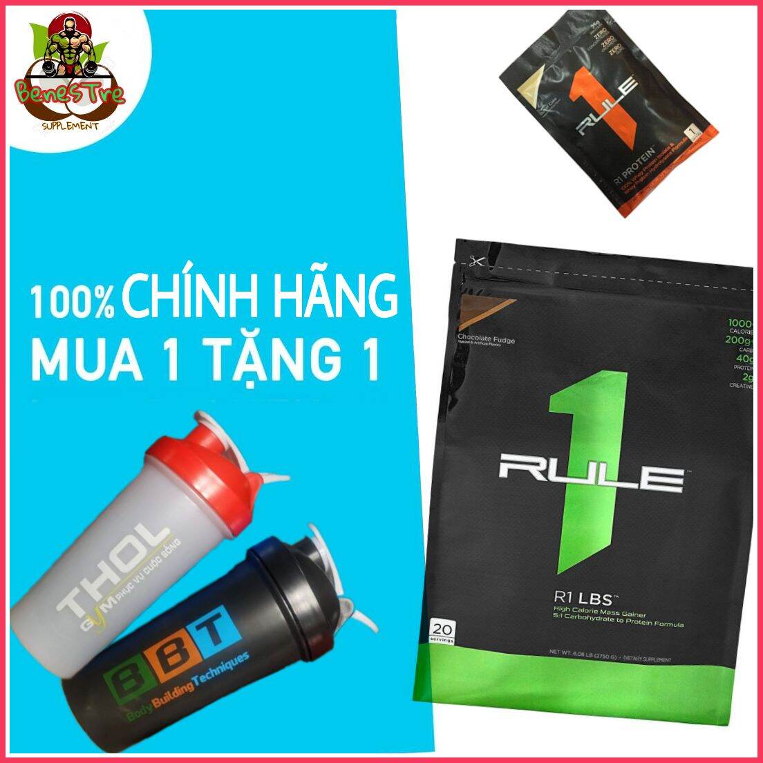 Mass Gainer | Rule 1 Lbs Sữa Tăng Cơ Tăng Cân Nhanh 12Lbs (5.4Kg) - Chính Hãng Bentre Supplement