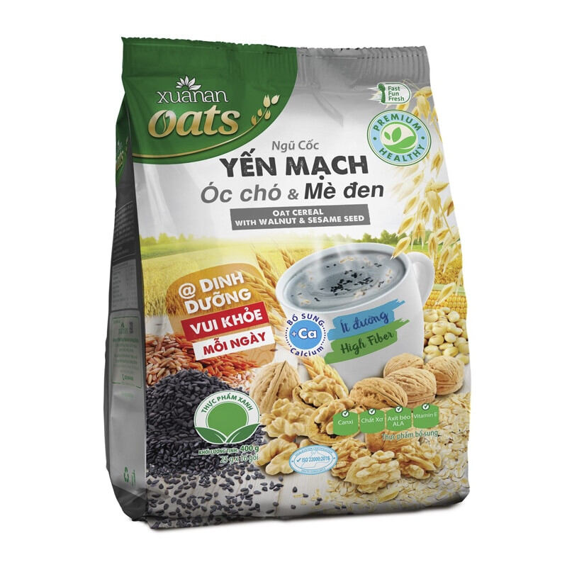 Combo 1 gói ngũ cốc dinh dưỡng canxi + 1 gói ngũ cốc óc chó & mè đen 400 gram