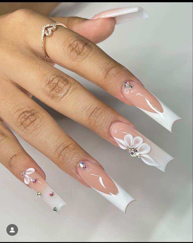 Set 10 Hoa bột kiểu hoa nữa trang trí móng đính đá