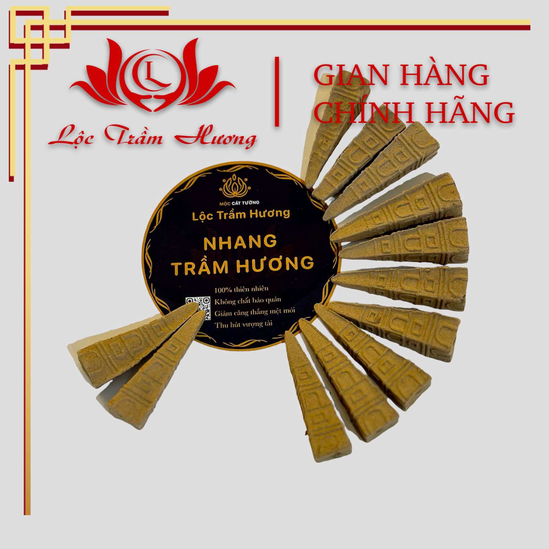 Nhang nụ tháp trầm hương hộp thơm Vip 47-50nụ|nhang nụ trầm hương lộc cát 沉香