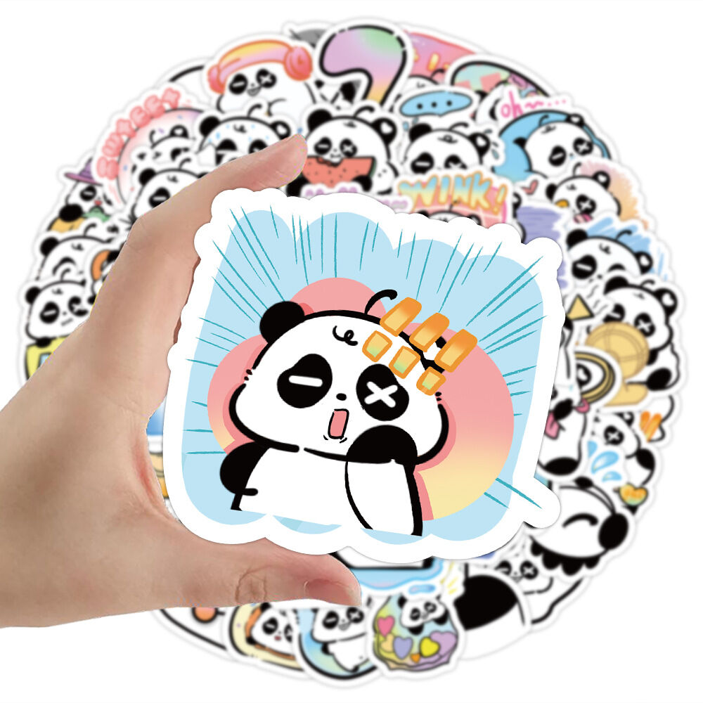 Set 60 hình dán sticker chống nước gấu trúc panda