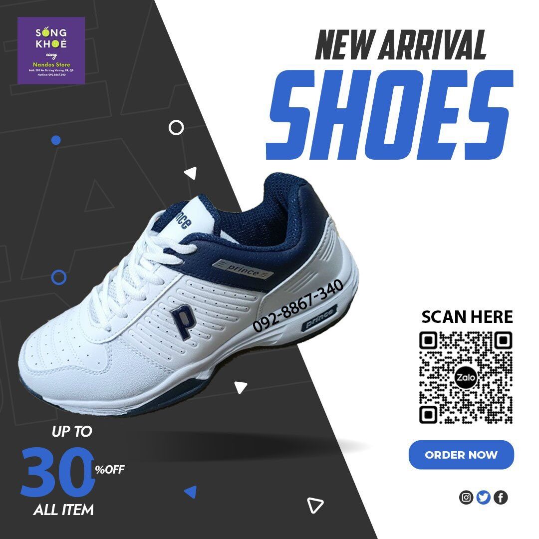 Giày tennis prince blue cực bền cực rẻ