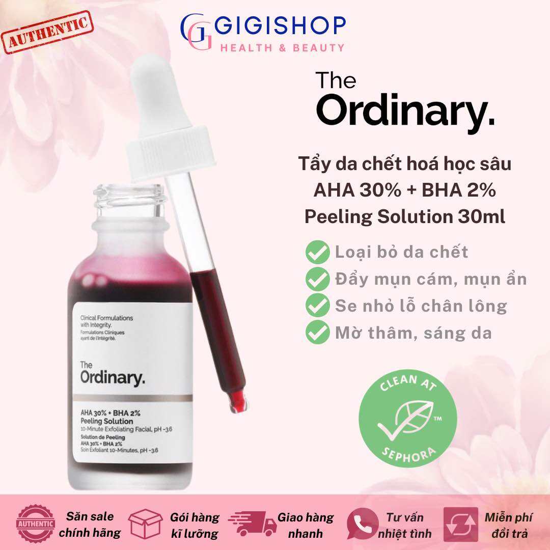 Serum tẩy da chết hoá học sâu The Ordinary AHA 30% + BHA 2% Peeling Solution 30ml (Bill USA)