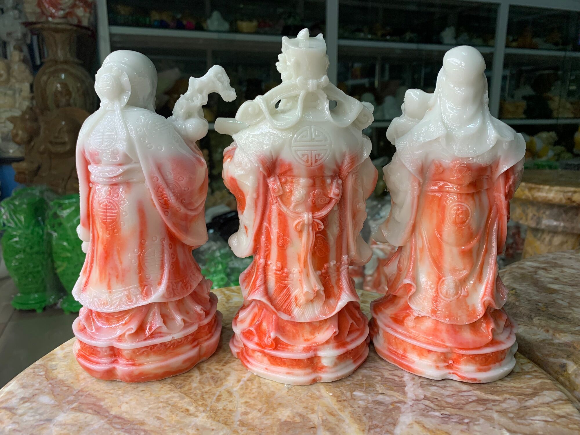 Bộ Tam Đa Đá Đúc 20cm – Tượng Phúc Lộc Thọ May Mắn, Quà Tặng Phong Thủy Cao Cấp