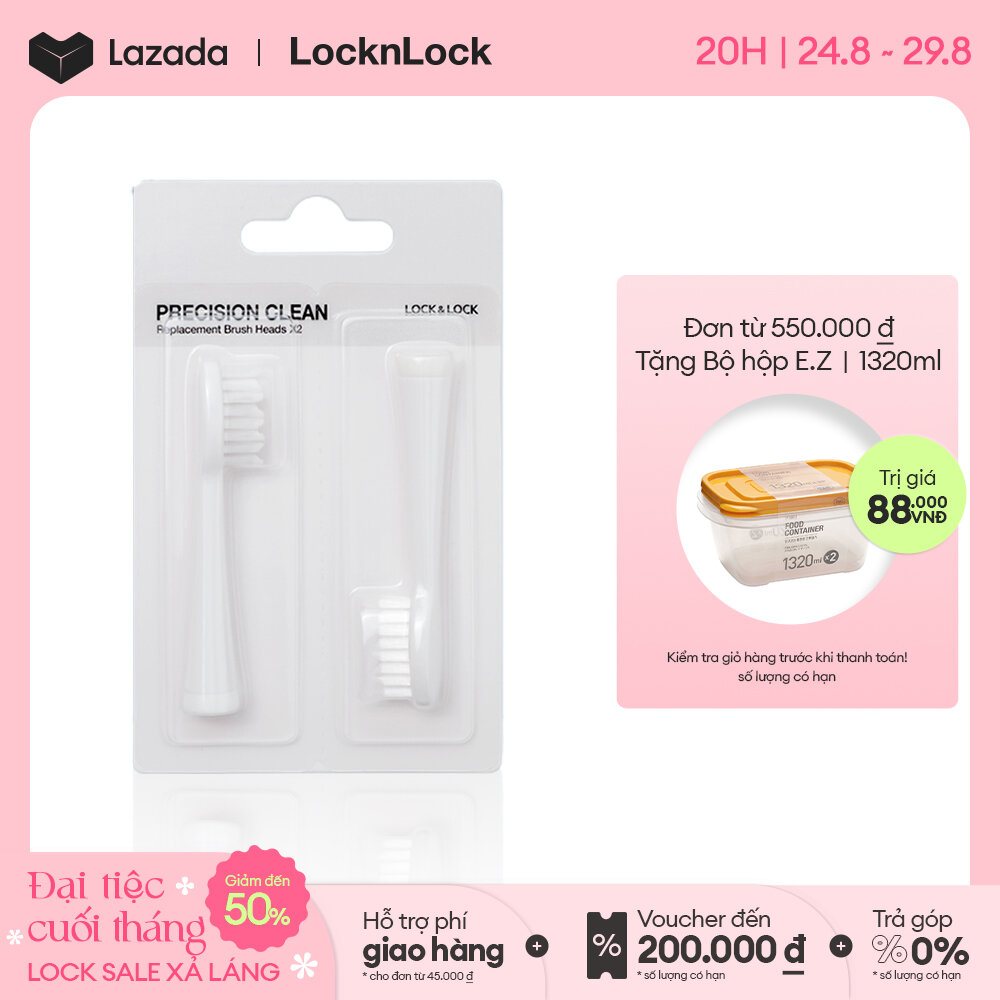 Bộ 2 cái đầu bàn chải điện thay thế Lock&Lock Portable Electric toothbrush heads - màu trắng - ENR536WHT