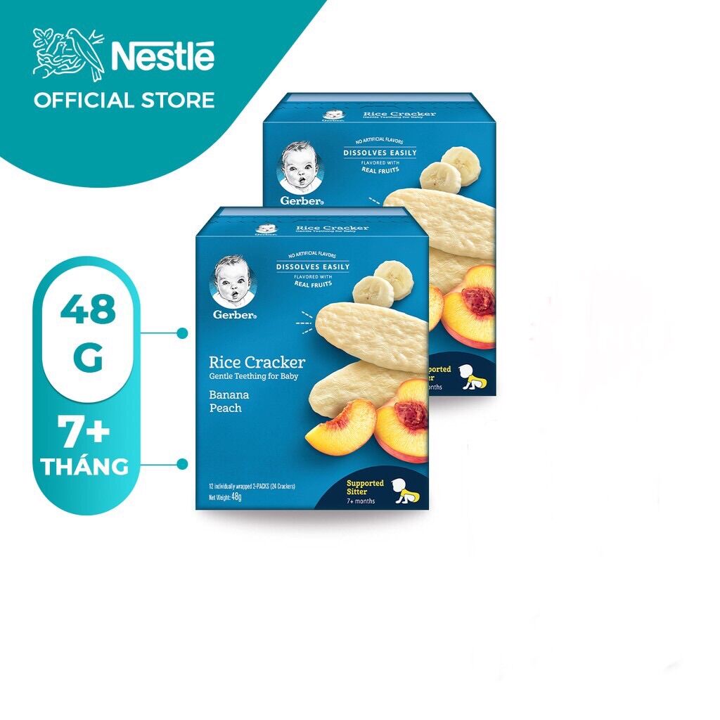 Bánh gạo ăn dặm Gerber vị chuối đào - hộp 48g
