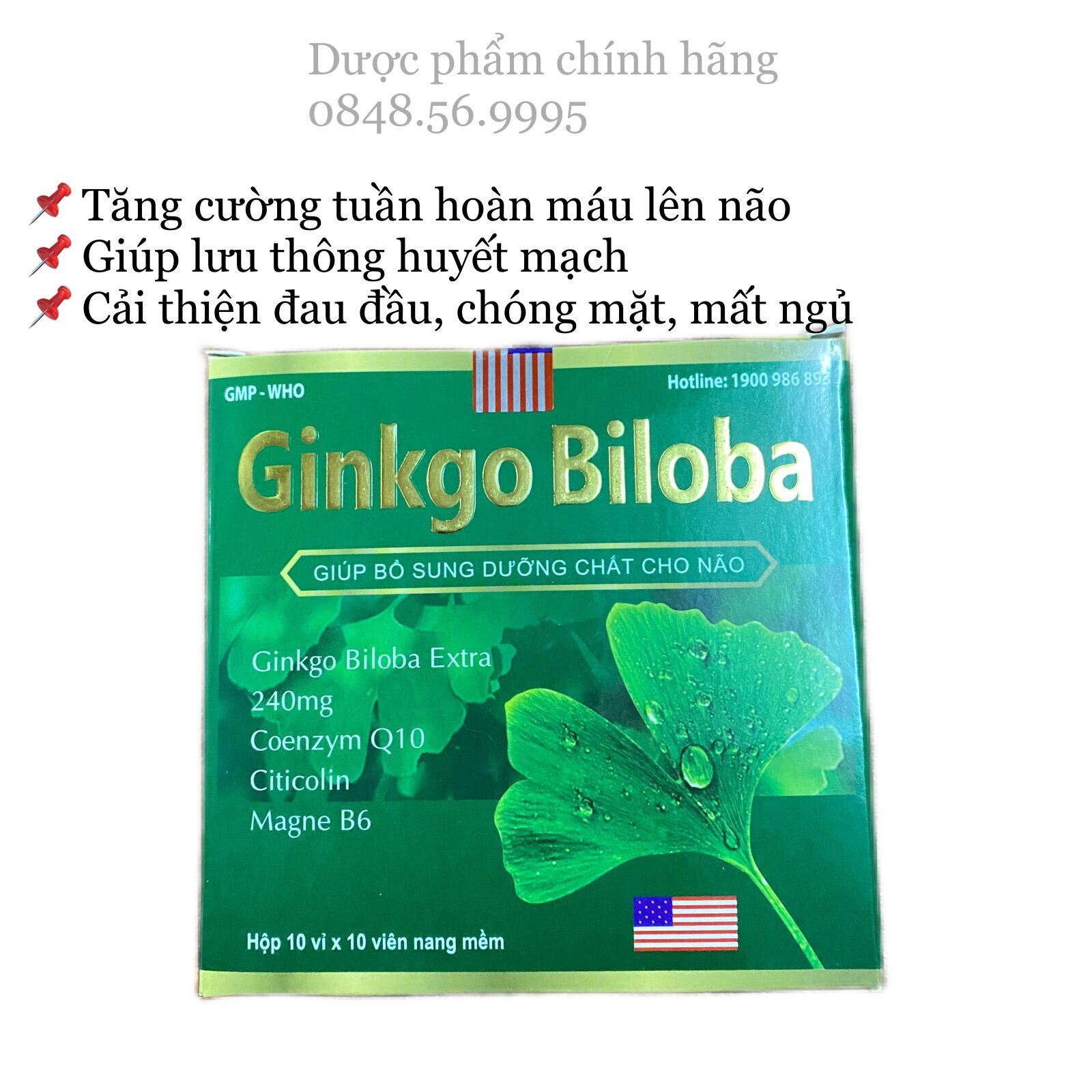 BỔ NÃO GINKGO BILOBA EXTRA 240mg hộp 100viên-Hỗ trợ tăng cường tuần hoàn não, lưu thông huyết mạch, hoạt huyết dưỡng não