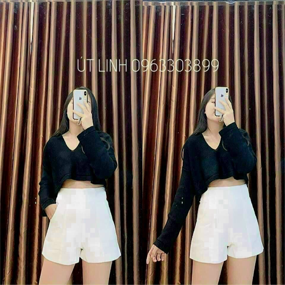 Set áo 2 món croptop tay dài cổ bẻ 1974🌞