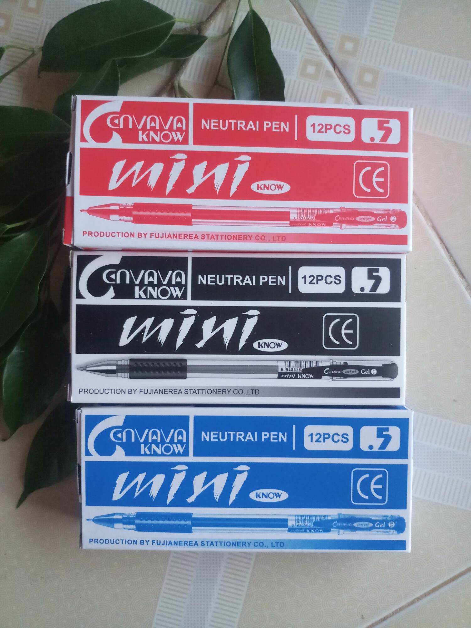 Hộp 12 bút mực gel Cenvava Mini Know xanh đỏ đen