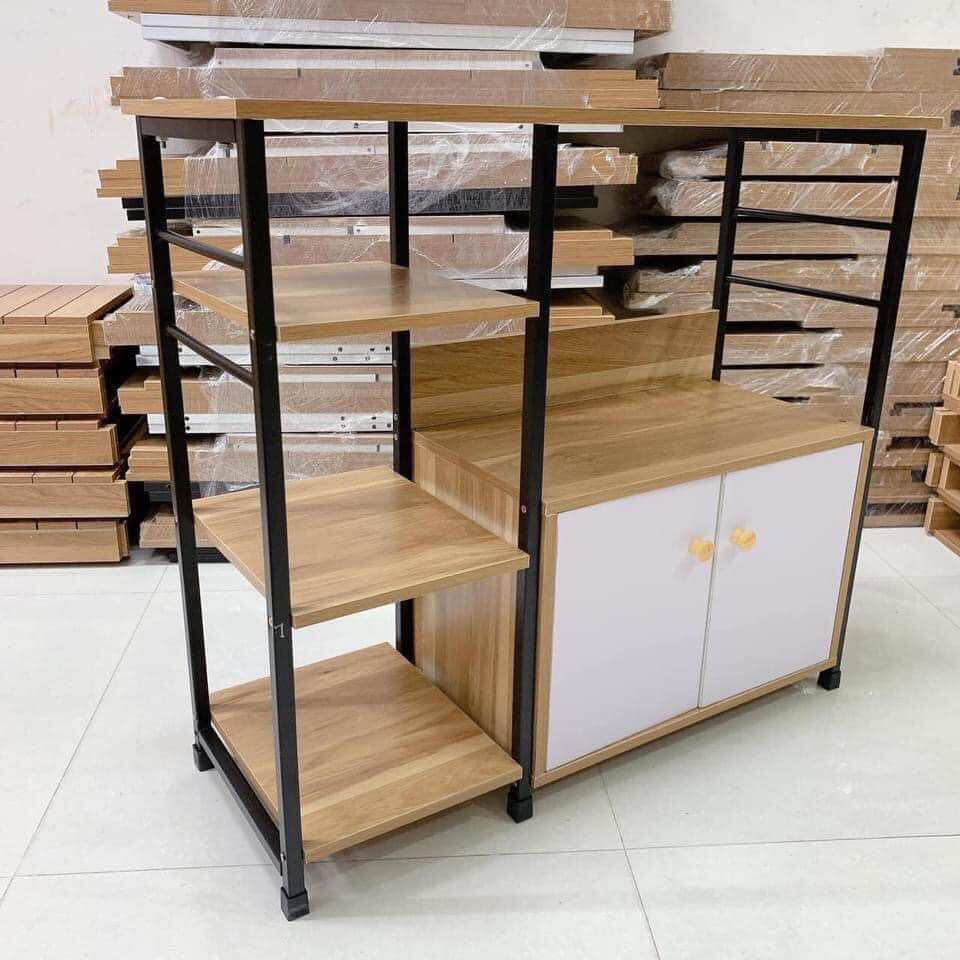 Kệ bếp có ngăn tủ / tủ kệ bếp / kệ lò vi sóng 2 gian