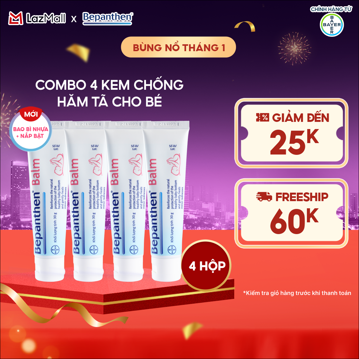 Combo 4 Kem Chống Hăm BEPANTHEN Balm Dạng Kem Mỡ Tuýp 30G x4