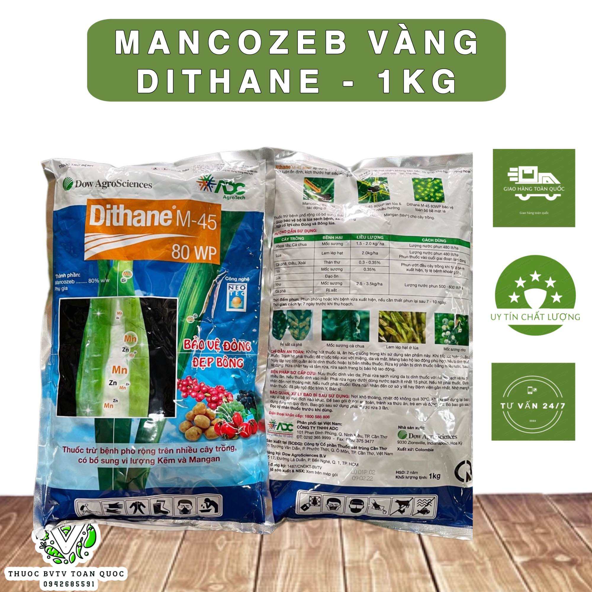 Mancozeb dithane M45 gói 1kg - trừ nấm bệnh cây trồng