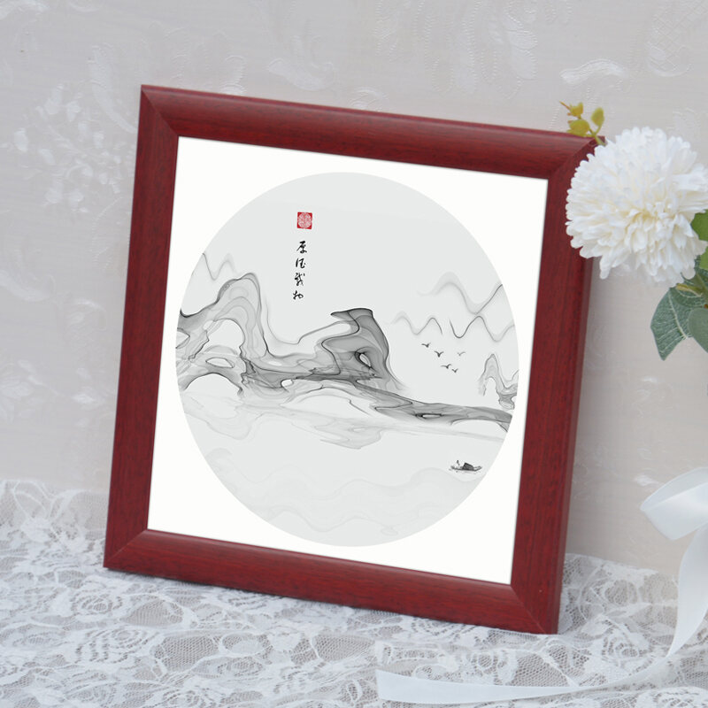 Khung Tranh Giấy Thiếp Họa Trung Quốc Bằng Gỗ Nguyên Khối Đơn Giản Khung Treo Tường Vuông Khung Chữ 