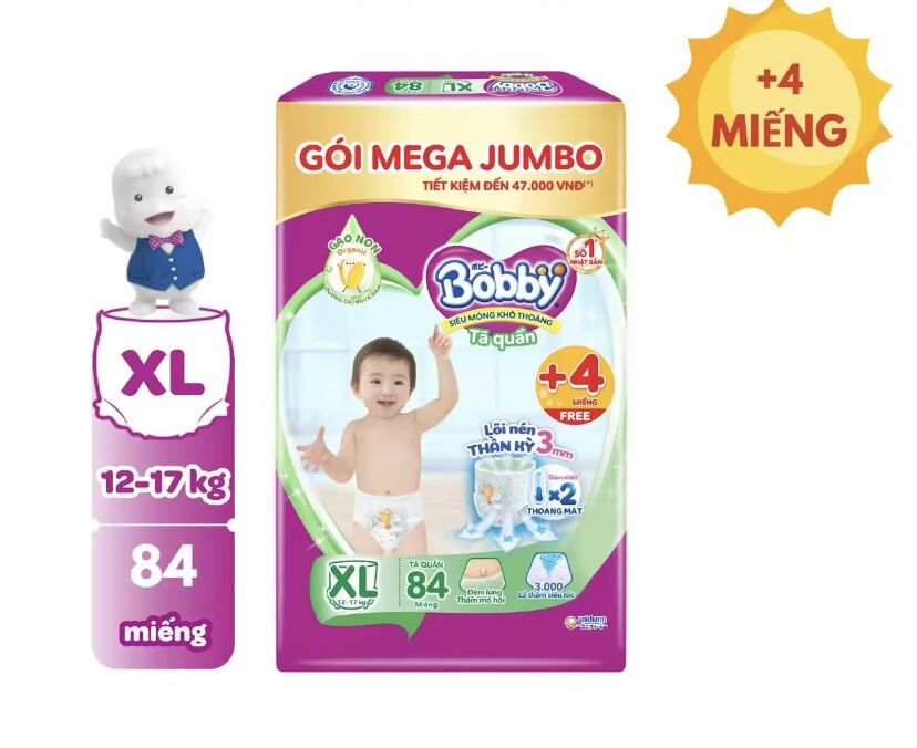 Tả quần Bobby XL84 +8 miếng gạo non mới
