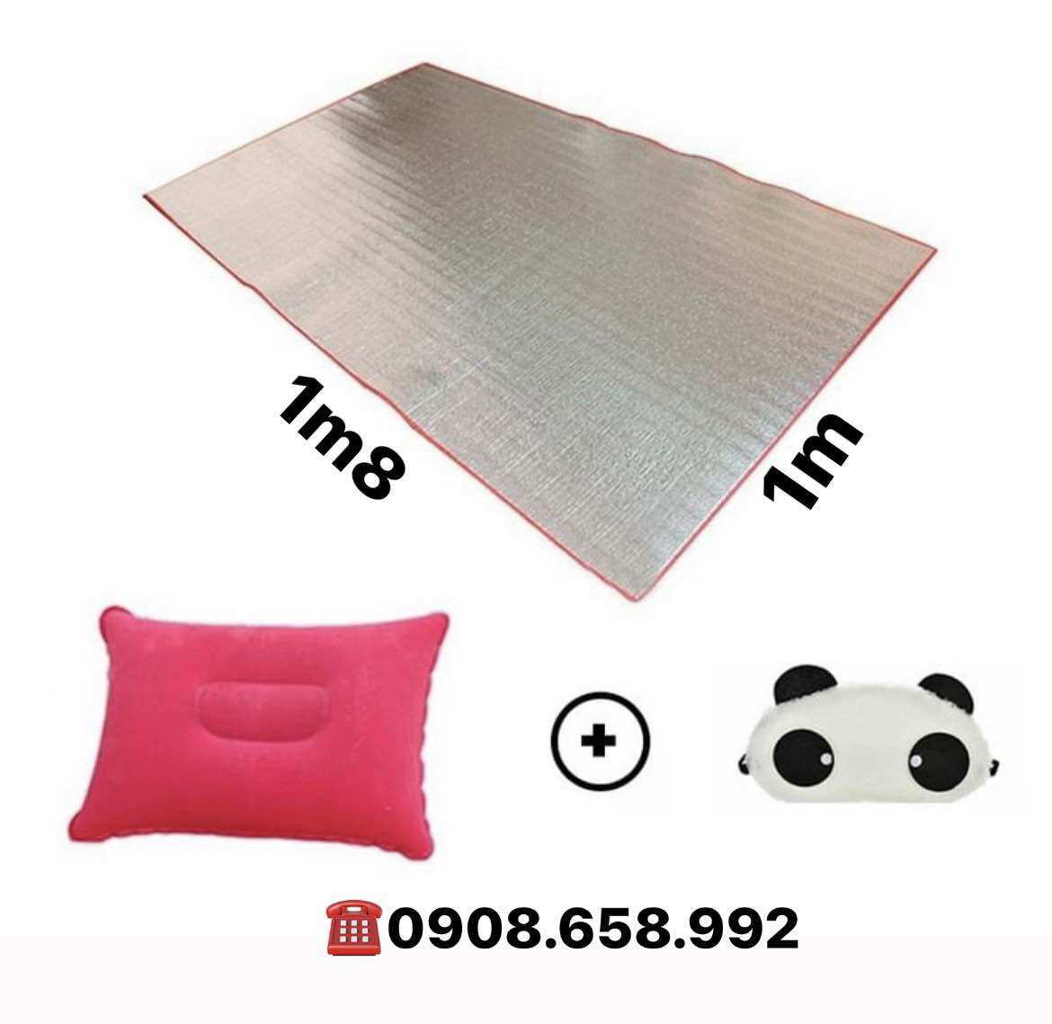 Combo thảm ngủ văn phòng có túi đựng + gối hơi + bịt mắt