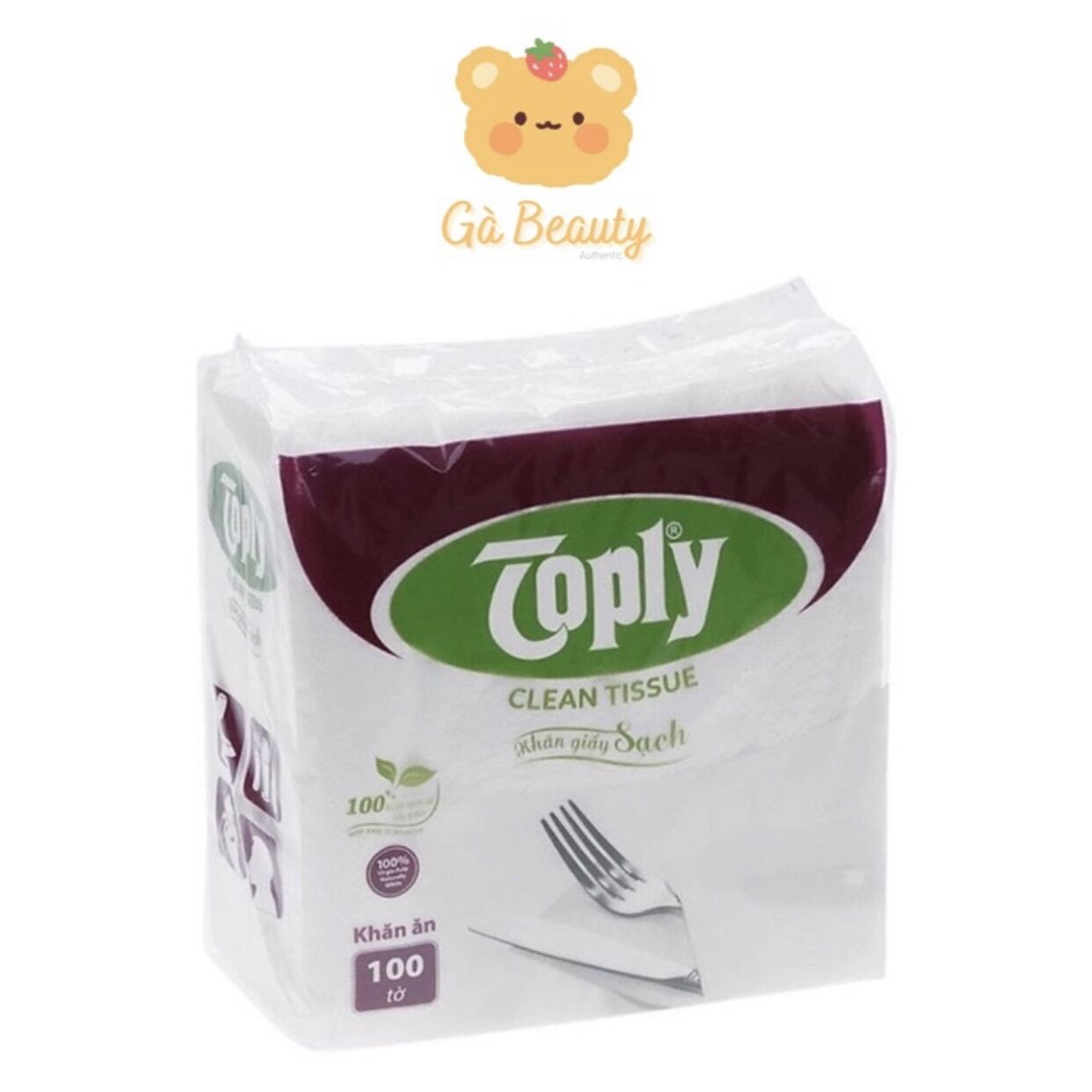 Khăn giấy toply không mùi bịch 100 tờ 1 lớp