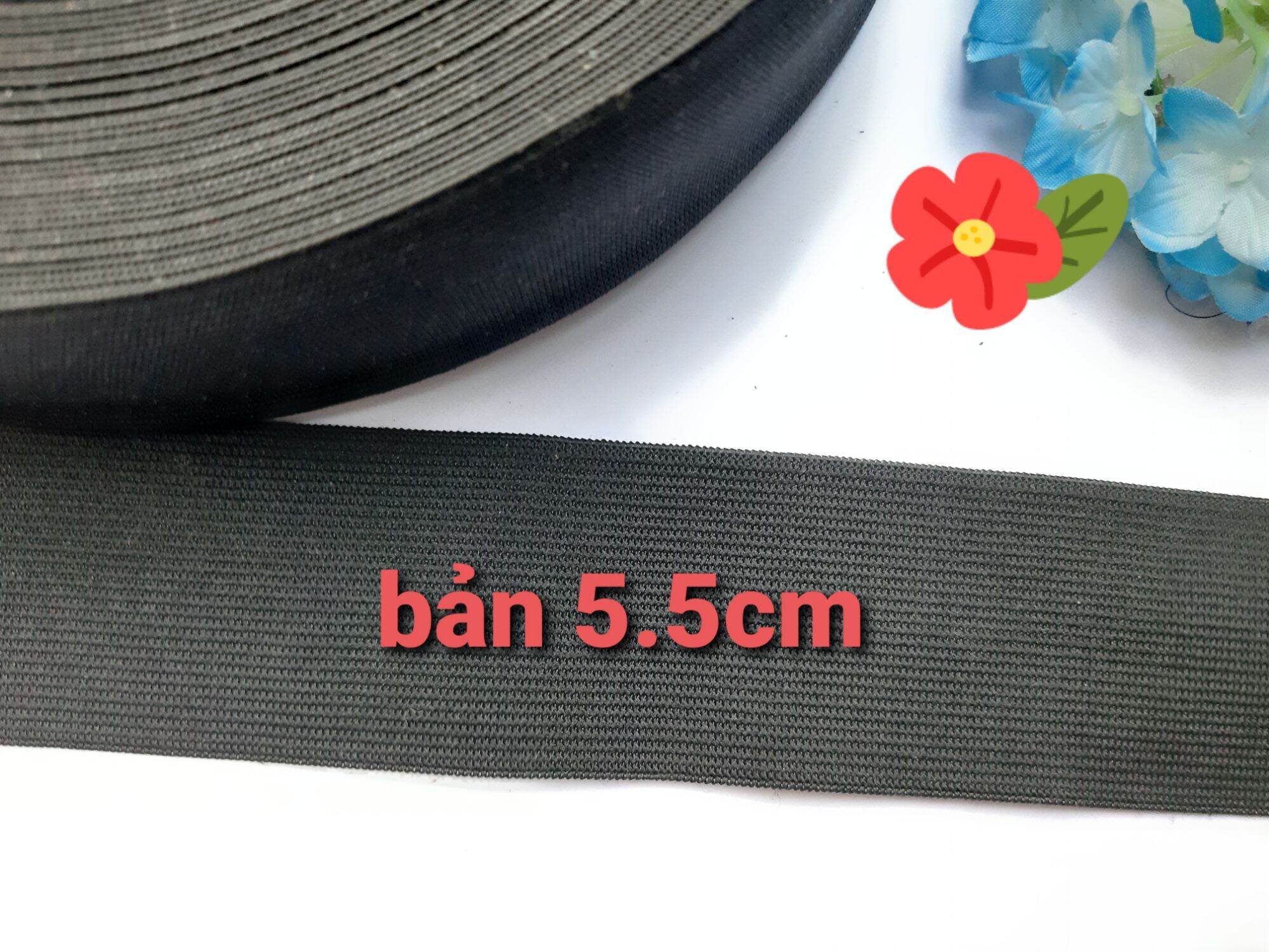 1m dây thun bản rộng 5.5cm màu đen