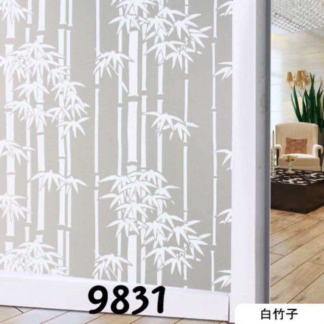 Giấy dán kính mờ hinh trúc trắng khổ rộng 90 cm độ dài ×1m mã 9831