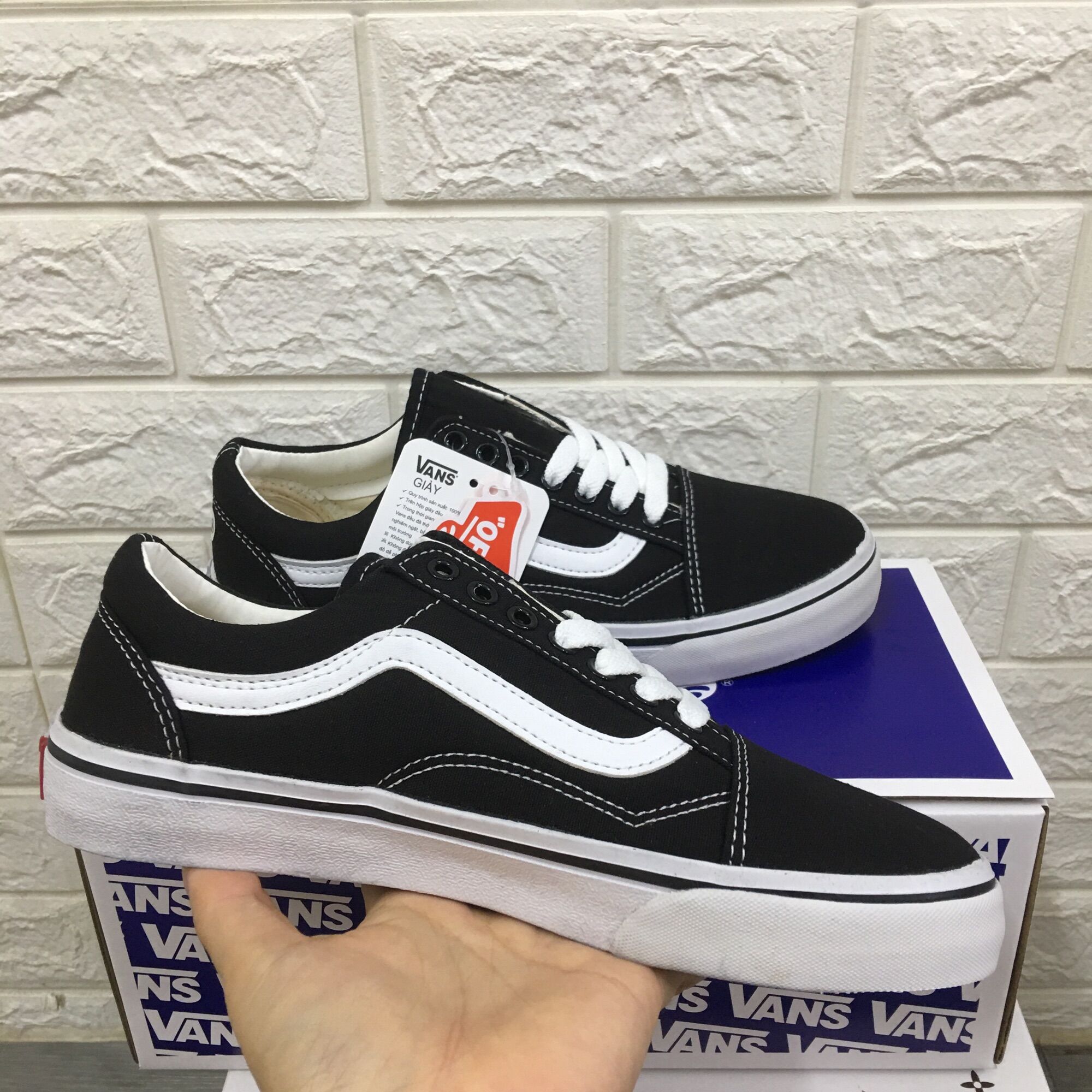 Giày van old skool đen trắng size 36->43 NAM NỮ