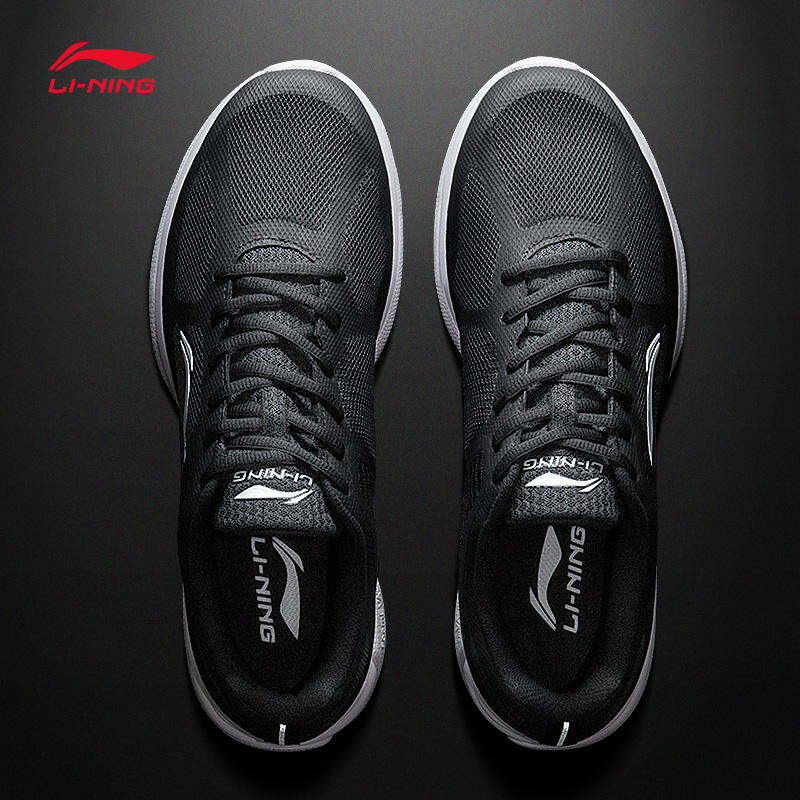 Giày Nam Lining Giày Chạy Bộ Mặt Lưới Mùa Xuân Mẫu Mới Giày Thể Thao Siêu Nhẹ Thường Ngày Chống Trượt Giày Chạy Bộ Giảm Chấn Màu Đen Cho Nam
