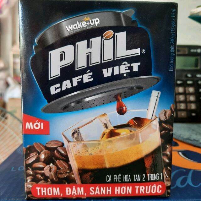 Cà phê đen Phil thơm ngon đậm vị cà phê wake- up (15 gói x 16g)