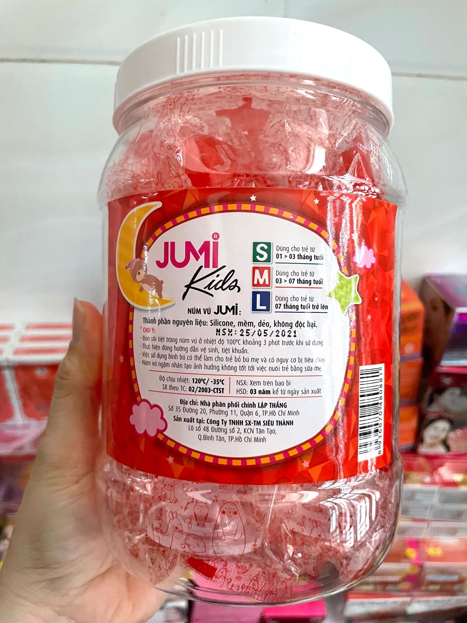 (Sỉ) Hộp 30 núm vú Jumi kid size M