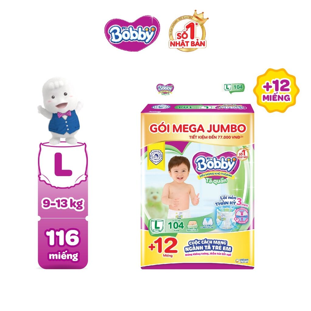 Tã quần Bobby size M 120 miếng