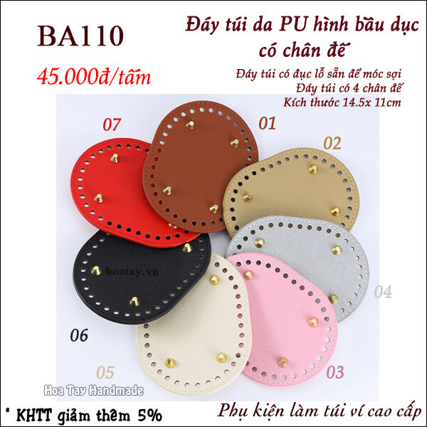 Đáy túi da pu hình bầu dục 14.5cm x 11cm ba110 - đế túi xách đan móc len