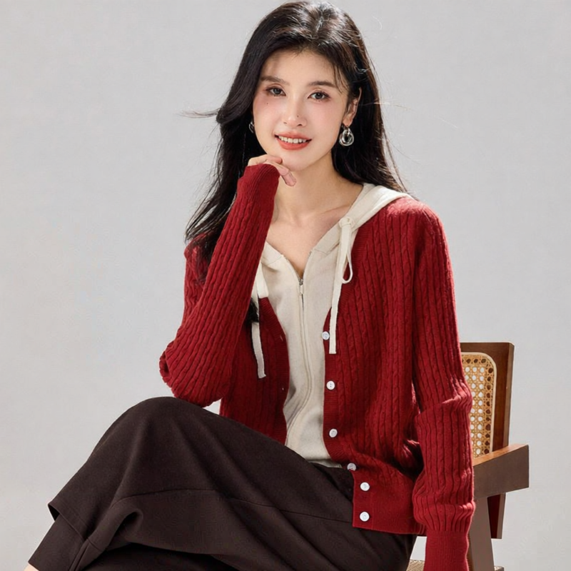 Unique Design Wool Sweater for Women with Hood and Color Blocking Giá 3,676,000 Đồng*Miễn phí vận chuyển