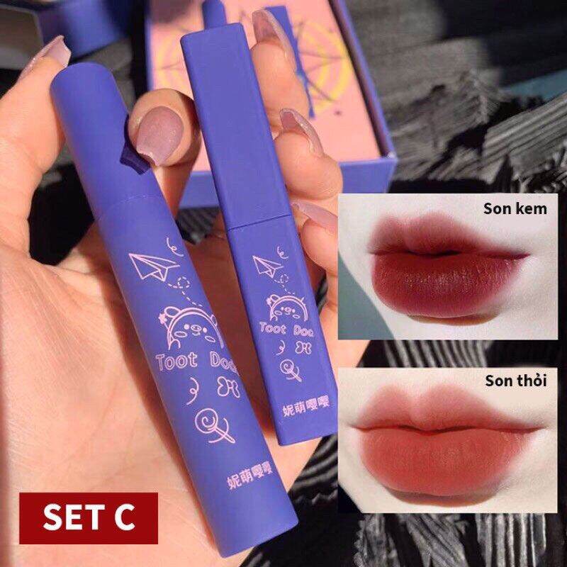 Set 2 cây son thỏi và kem lì Toot Dodo