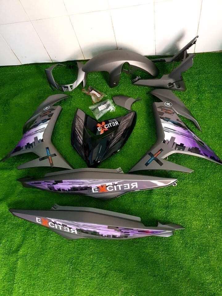 Tem rời exciter 150 xám đen mẫu thành phố tím siêu đẹp, tem 3 lớp không bay màu