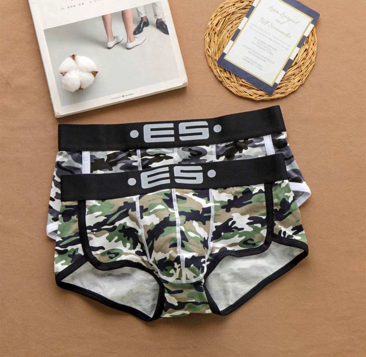 Quần lót nam boxer thun cotton màu xanh lính size M/L