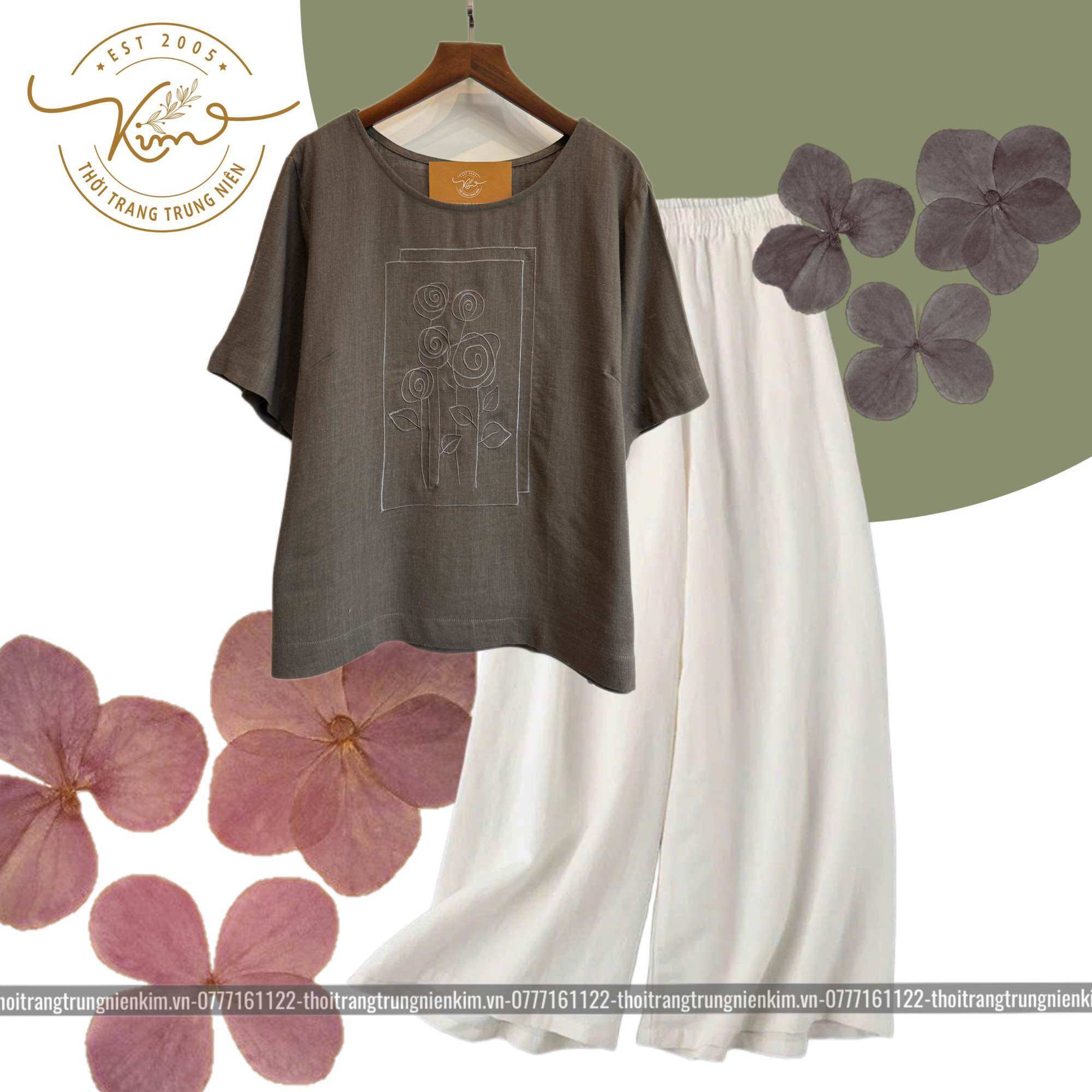 Sét linen xinh kèm quần tây thiết kế sang trọng , phù hợp cho mọi lứa tuổi