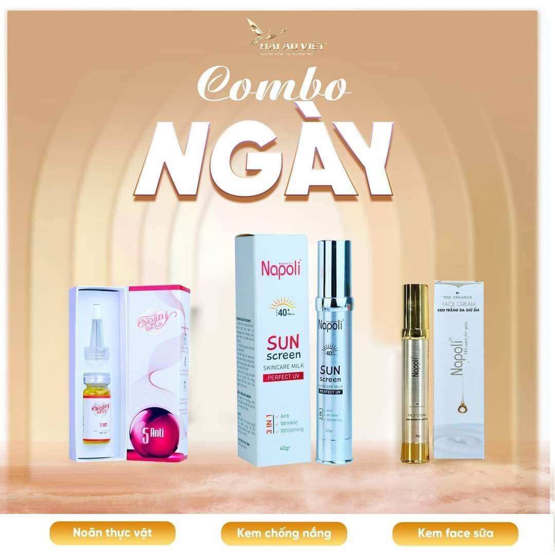 Khuyến mãi gói combo ngày noãn thực vật + kem chống nắng phân tử nước + kem face sữa chính hãng hải âu việt