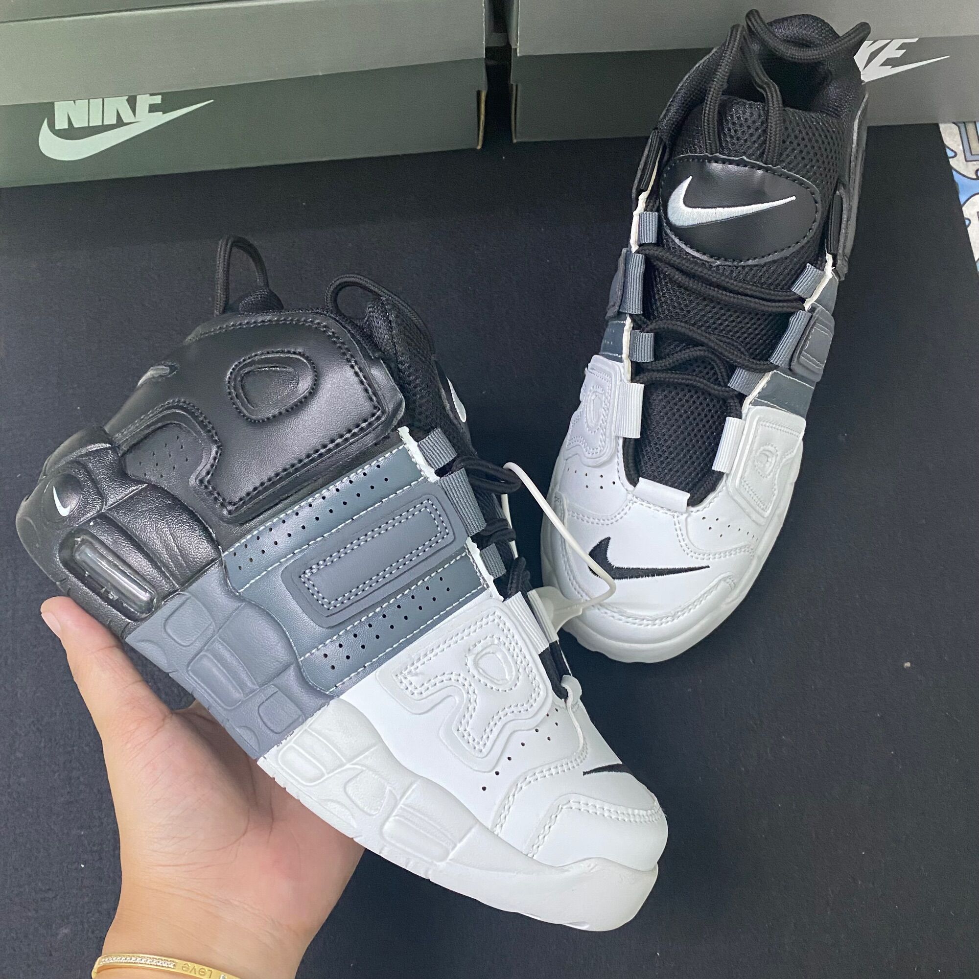 Giầy Uptempo air cao cổ đen xám siêu đẹp fullbox