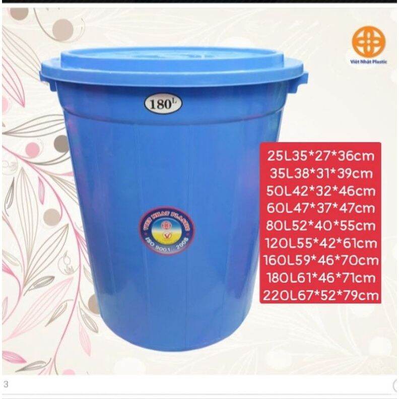 Thùng nhựa tròn có nắp Việt nhật các cỡ 80L/120L