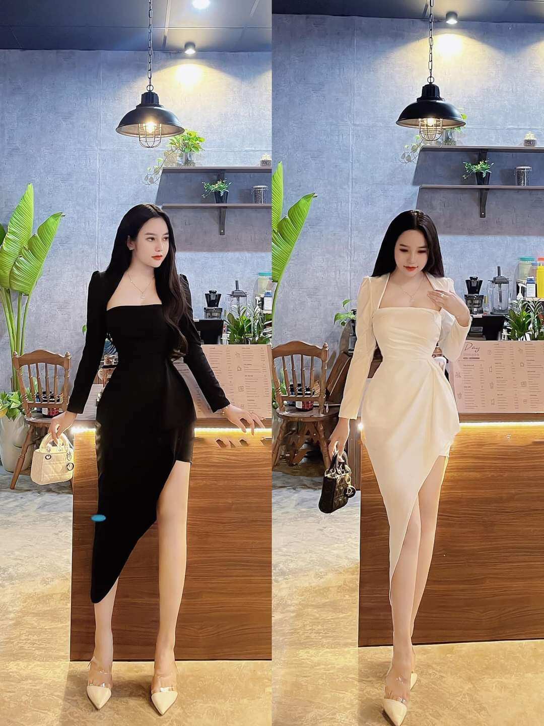 Đầm Ôm Cổ U Xẻ Tà Sang Trọng