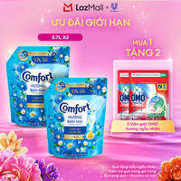 Combo 2 Nước Xả Vải Comfort Hương Ban Mai Thơm Mát Gấp 10 Lần Túi 3.7L (bao bì tùy lô nhập hàng)