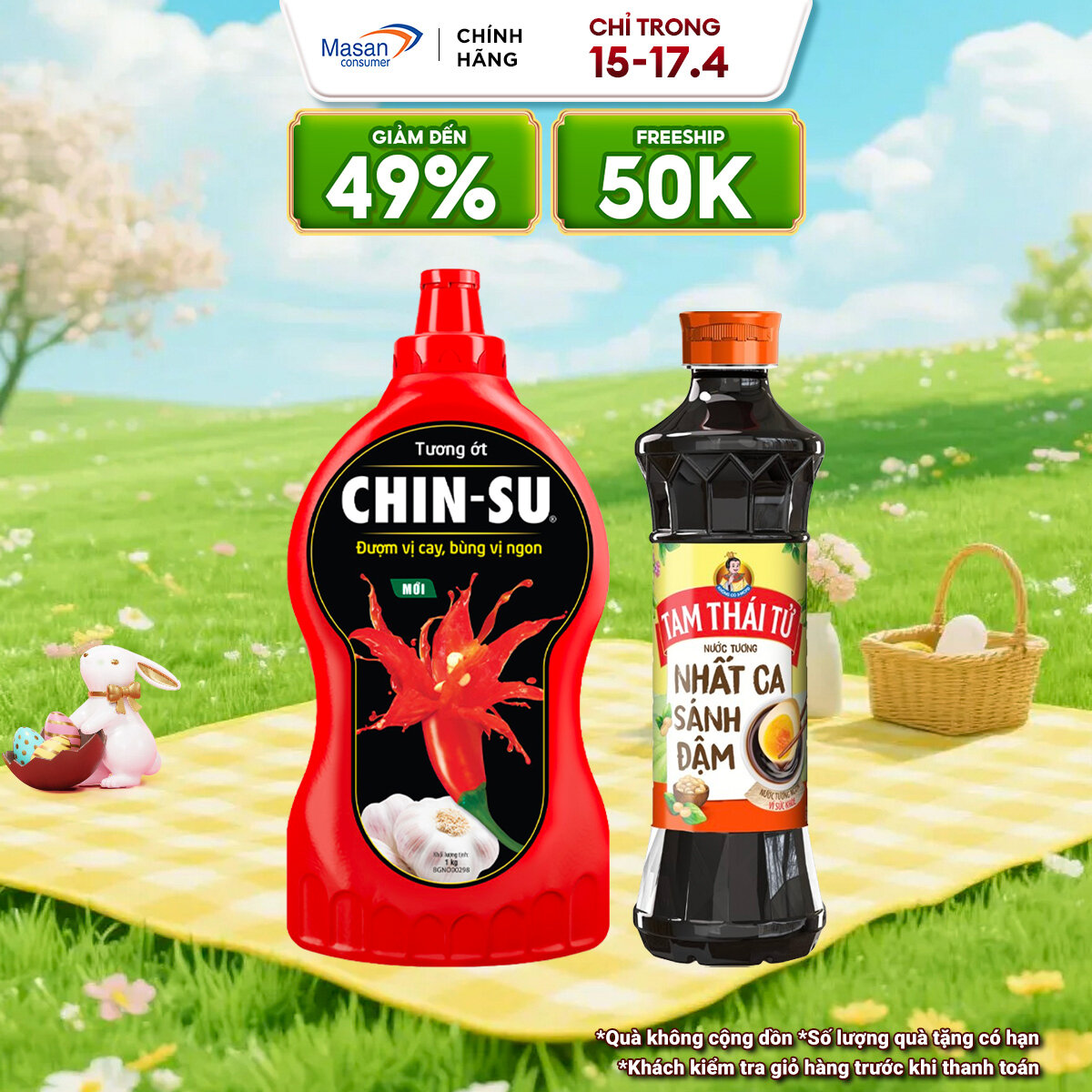 Combo 1 chai Nước tương Tam Thái Tử Nhất Ca Sánh Đậm 500ml + 1 chai Tương ớt CHIN-SU 1kg
