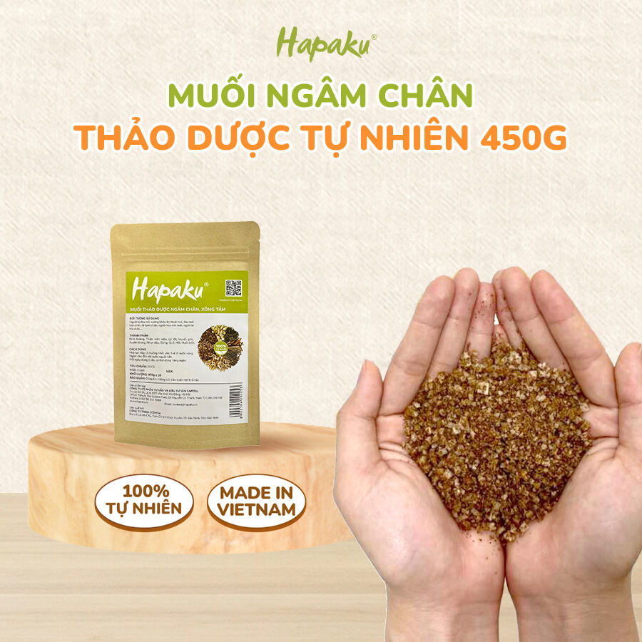 Muối khoáng thảo dược Hapaku 450g - Muối ngân chân thảo dược giảm nhức mỏi bàn chân, tấy da chết - H