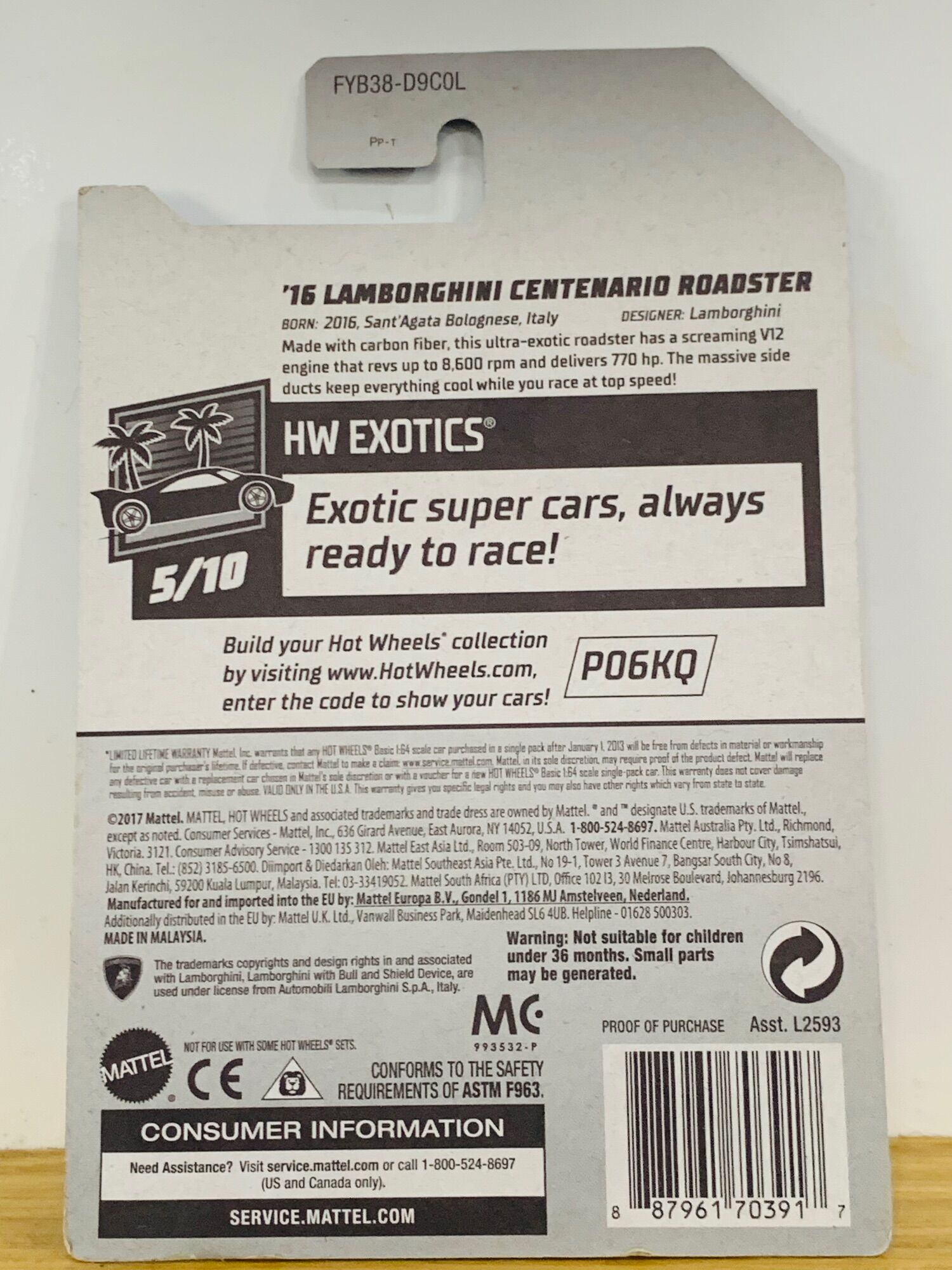 Hobby Store xe mô hình Hot Wheels Lamborghini Centenario Roadster