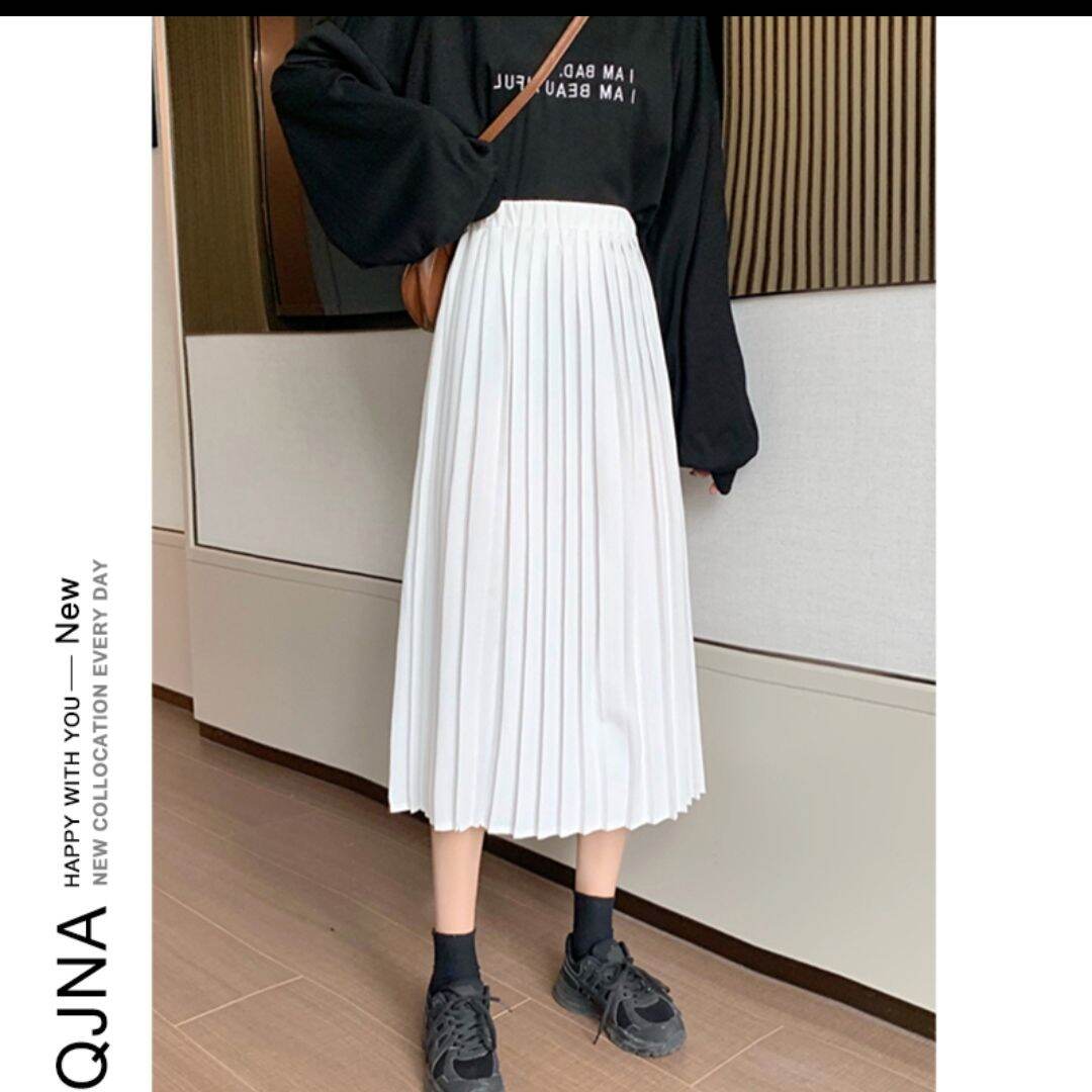 chân váy midi dập li phong cách hàn quốc
