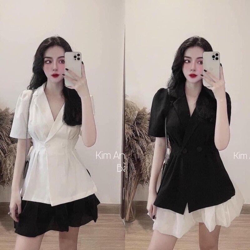 Set áo vest mix chân váy sang sịn