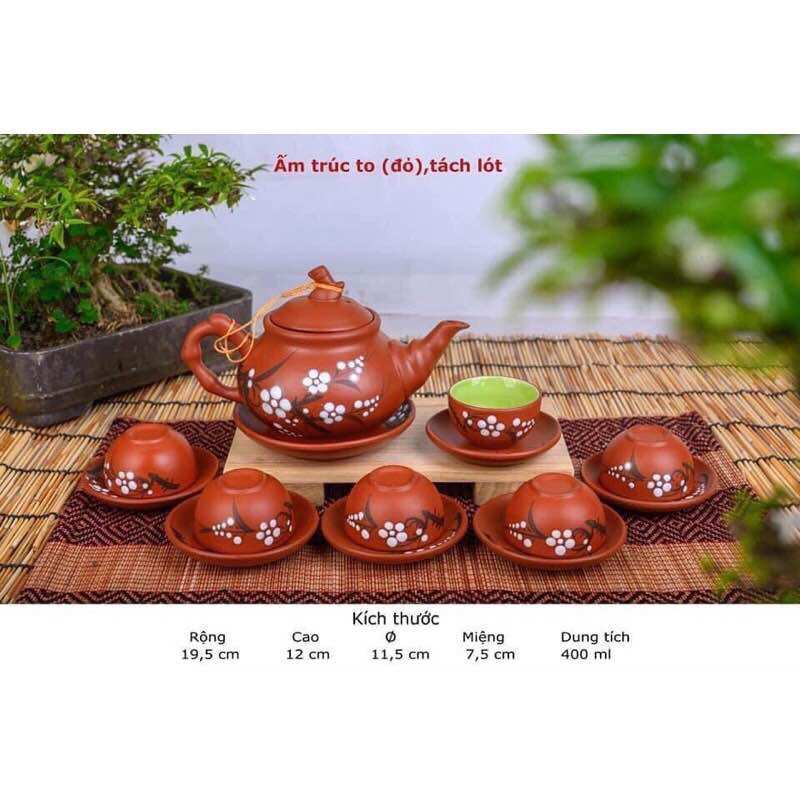 Bộ Ấm Chén Bát Tràng Tử Sa Hoa Mai