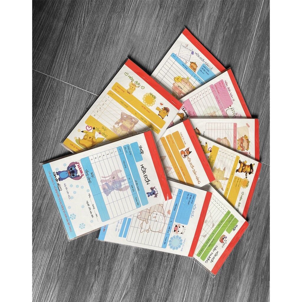 [HCM]Hoá đơn hoạt hình 1 liên Quỳnh đỏ