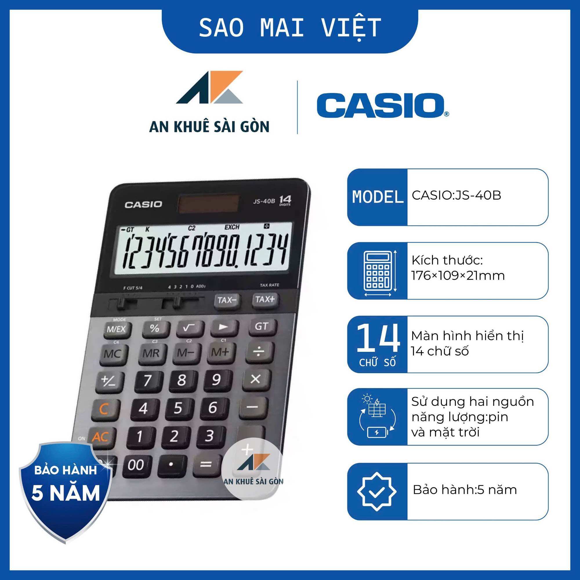 Máy tính để bàn Casio JS-40B [Hiệu suất cao] CHÍNH HÃNG