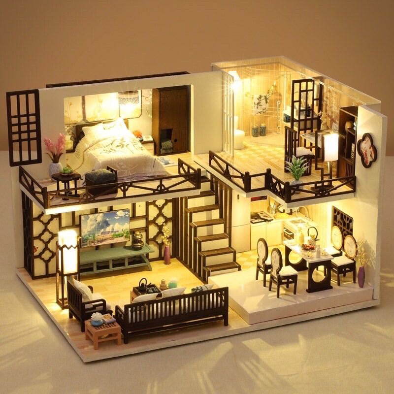 Mô hình nhà DIY Doll House Nhà gỗ Time Apartment Kèm Đèn LED giá rẻ nhất  tháng 82023